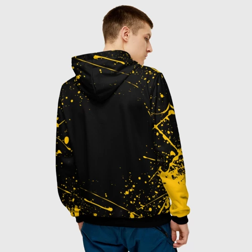 Мужская толстовка 3D с принтом Golden State Warriors: брызги красок, вид сзади #2