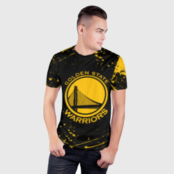 Мужская футболка 3D Slim Golden State Warriors: брызги красок - фото 2