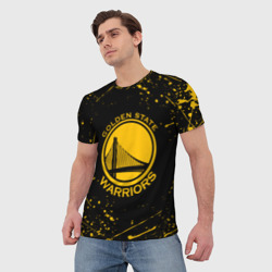 Мужская футболка 3D Golden State Warriors: брызги красок - фото 2