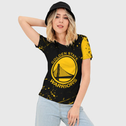 Женская футболка 3D Slim Golden State Warriors: брызги красок - фото 2