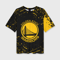 Женская футболка oversize 3D Golden State Warriors: брызги красок