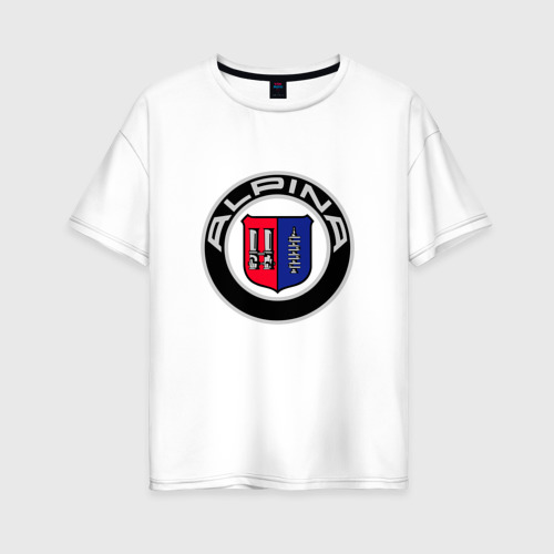 Женская футболка хлопок Oversize с принтом Alpina | Альпина | Big Logo, вид спереди #2