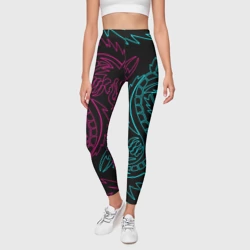 Леггинсы 3D Неоновые драконы neon dragon - фото 2