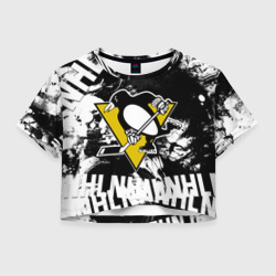 Женская футболка Crop-top 3D Питтсбург Пингвинз Pittsburgh Penguins