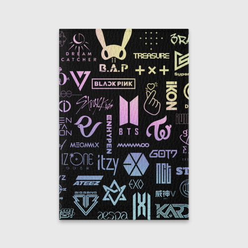 Обложка для паспорта матовая кожа K-pop лого исполнителей, цвет черный