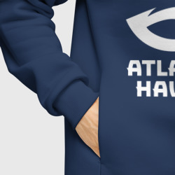 Худи с принтом Атланта Хокс, Atlanta Hawks для мужчины, вид на модели спереди №6. Цвет основы: темно-синий