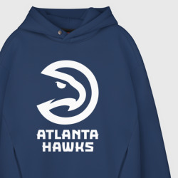 Худи с принтом Атланта Хокс, Atlanta Hawks для мужчины, вид на модели спереди №3. Цвет основы: темно-синий