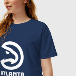 Женская футболка хлопок Oversize Атланта Хокс, Atlanta Hawks - фото 2