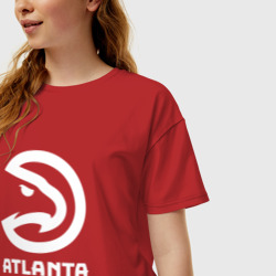 Женская футболка хлопок Oversize Атланта Хокс, Atlanta Hawks - фото 2