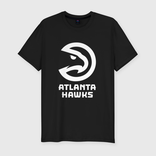 Мужская футболка хлопок Slim Атланта Хокс, Atlanta Hawks, цвет черный