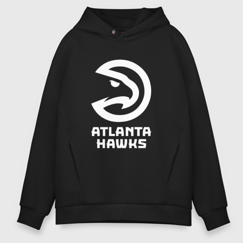 Мужское худи Oversize хлопок Атланта Хокс, Atlanta Hawks, цвет черный