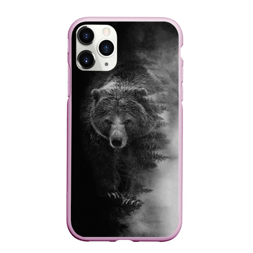 Чехол для iPhone 11 Pro Max матовый Evil bear, цвет розовый