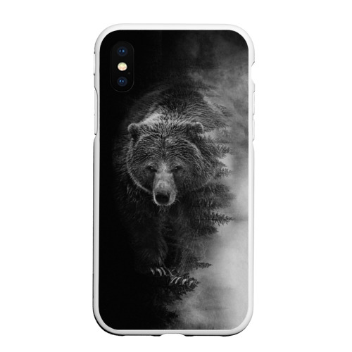 Чехол для iPhone XS Max матовый Evil bear, цвет белый