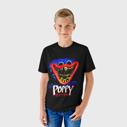 Детская футболка 3D с принтом Poppy Playtime, Хагги Вагги Поппи плейтайм, фото на моделе #1