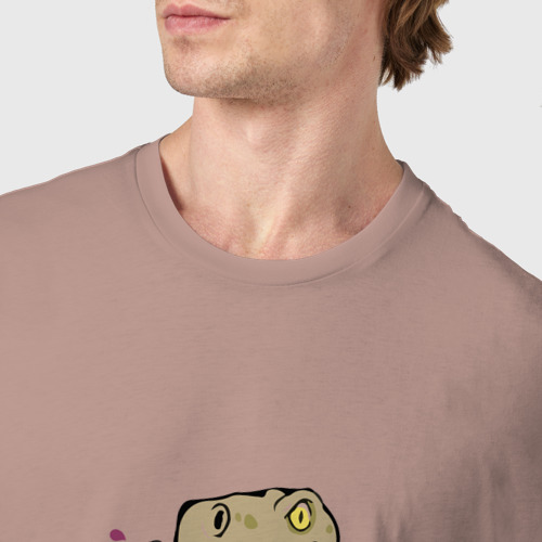 Мужская футболка хлопок Винозавр, а вино будешь?, цвет пыльно-розовый - фото 6
