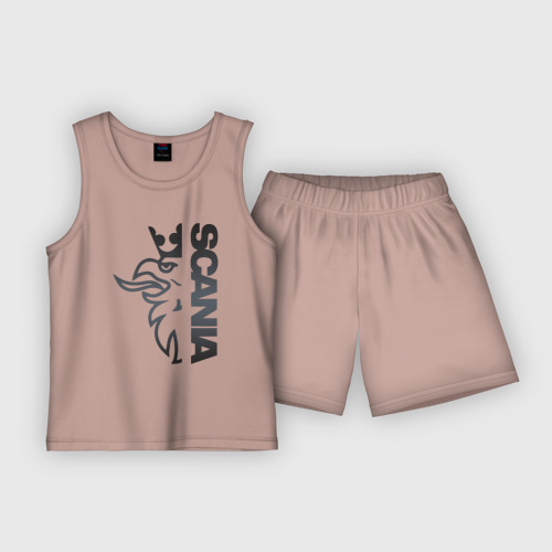 Детская пижама с шортами хлопок Scania Орёл, цвет пыльно-розовый