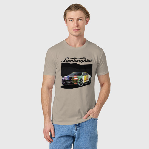 Мужская футболка хлопок Lamborghini Urus - это очень круто!, цвет миндальный - фото 3