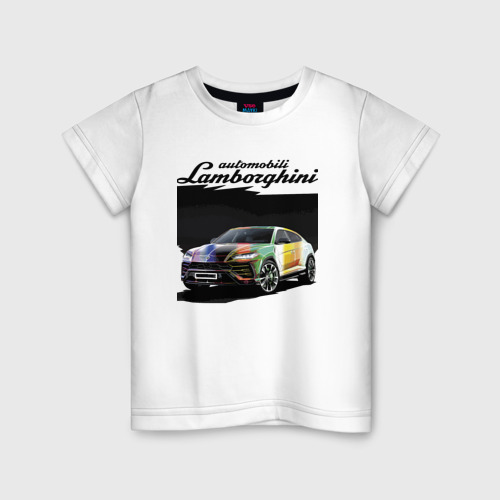 Детская футболка из хлопка с принтом Lamborghini Urus - это очень круто!, вид спереди №1