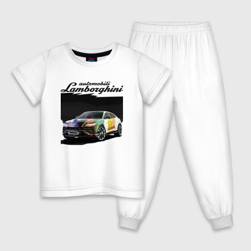 Детская пижама хлопок Lamborghini Urus - это очень круто!, цвет белый