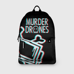 Рюкзак с принтом Murder Drones Дроны убийцы для любого человека, вид спереди №3. Цвет основы: белый
