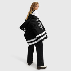 Куртка с принтом Murder Drones кофта Узи для женщины, вид на модели спереди №3. Цвет основы: черный