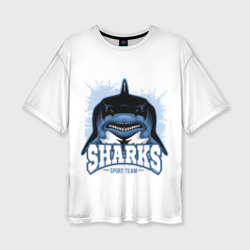 Женская футболка oversize 3D Акула Sharks