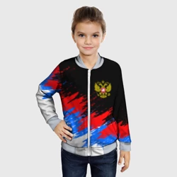 Детский бомбер 3D Россия, брызги красок, триколор с гербом - фото 2