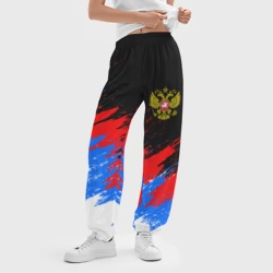 Женские джоггеры оверсайз 3D Россия, брызги красок, триколор с гербом - фото 2