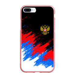 Чехол для iPhone 7Plus/8 Plus матовый Россия, брызги красок, триколор