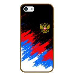 Чехол для iPhone 5/5S матовый Россия, брызги красок, триколор