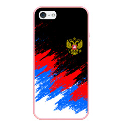 Чехол для iPhone 5/5S матовый Россия, брызги красок, триколор