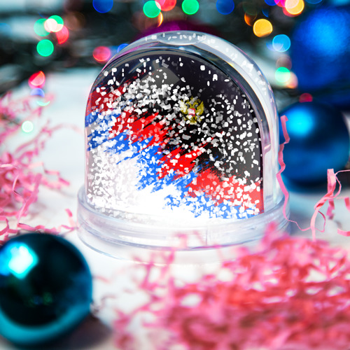 Игрушка Снежный шар Россия, брызги красок, триколор - фото 4