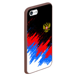 Чехол для iPhone 5/5S матовый Россия, брызги красок, триколор - фото 2
