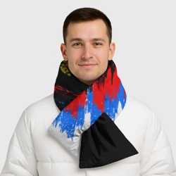 Шарф-пуховик 3D Россия, брызги красок, триколор с гербом - фото 2