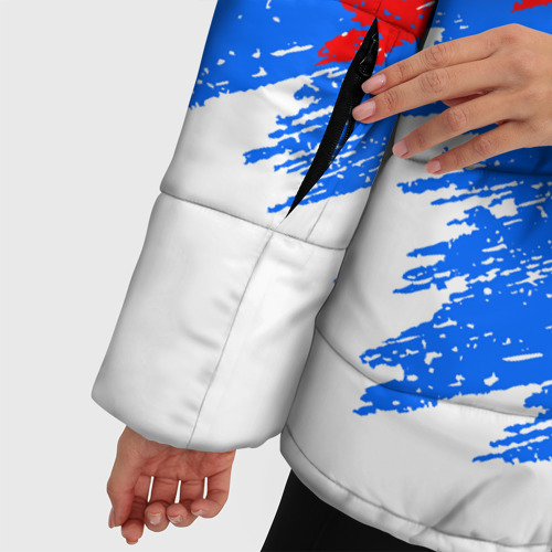 Женская зимняя куртка 3D с принтом Россия, брызги красок, триколор, фото #4