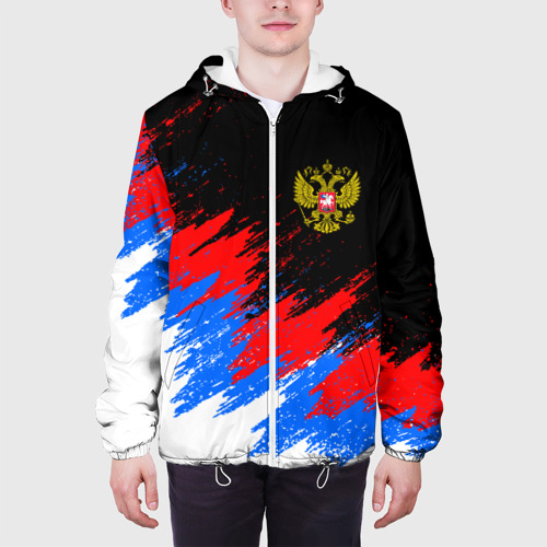 Мужская куртка 3D Россия, брызги красок, триколор, цвет 3D печать - фото 4