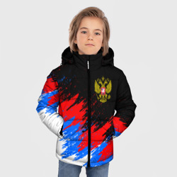 Зимняя куртка для мальчиков 3D Россия, брызги красок, триколор - фото 2