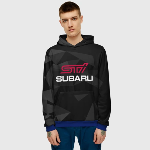 Мужская толстовка 3D с принтом Subaru STI, Субару, фото на моделе #1