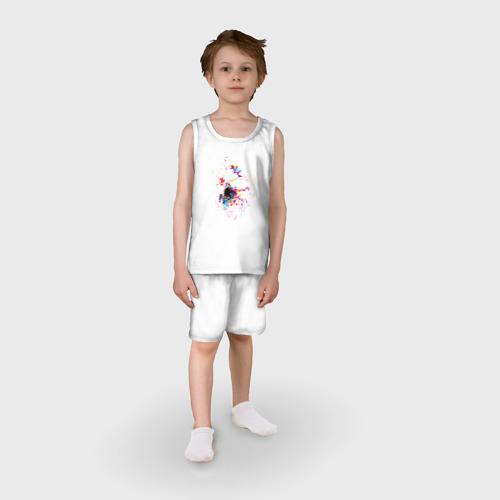Детская пижама с шортами хлопок Психоделический череп с птицами, цвет белый - фото 3