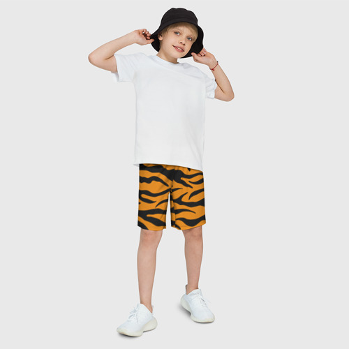Детские спортивные шорты 3D Тигриные полосы, Символ 2022 года, цвет 3D печать - фото 3