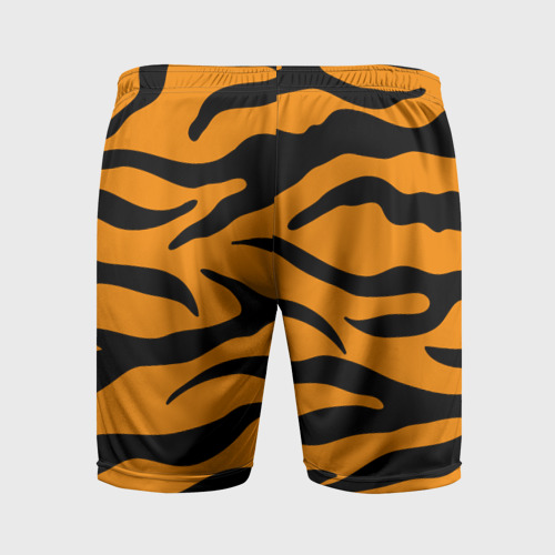 Мужские шорты спортивные с принтом Тигриные полосы, Символ 2022 года, вид сзади #1