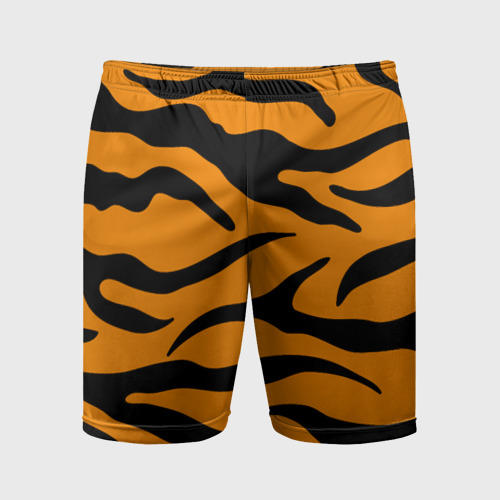 Мужские шорты спортивные с принтом Тигриные полосы, Символ 2022 года, вид спереди #2