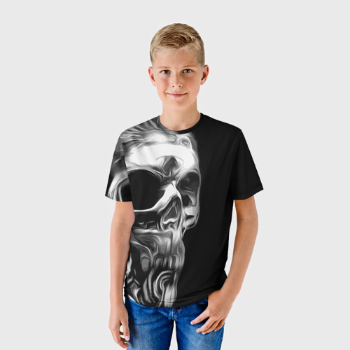 Детская футболка 3D с принтом Vanguard skull 2022, фото на моделе #1