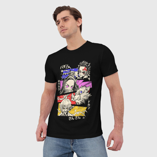 Мужская футболка 3D с принтом Клинок рассекающий демонов, Герои аниме, фото на моделе #1