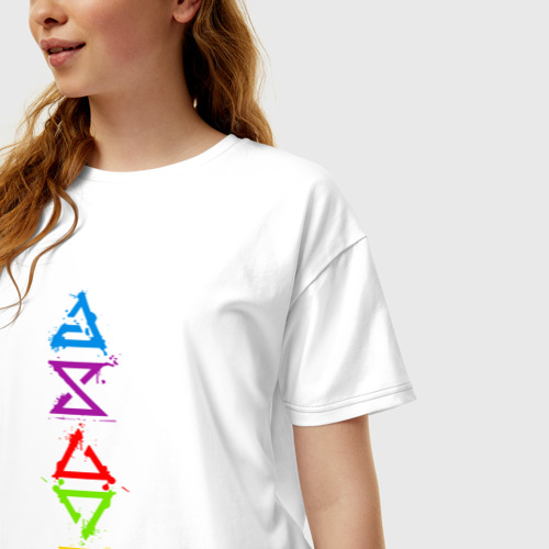 Женская футболка хлопок Oversize Ведьмак, символы the Witcher, цвет белый - фото 3