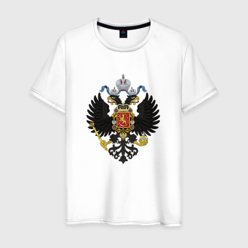 Мужская футболка из хлопка с принтом Черный орел Российской империи, вид спереди №1