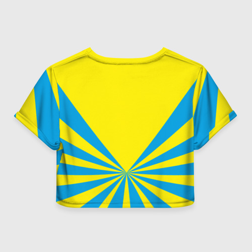 Женская футболка Crop-top 3D Большая эмблема ВВС РФ, цвет 3D печать - фото 2
