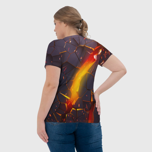 Женская футболка 3D с принтом ТРЕХМЕРНЫЕ ИСКРЫ | 3D ПЛИТЫ | 3D ИСКРЫ, вид сзади #2