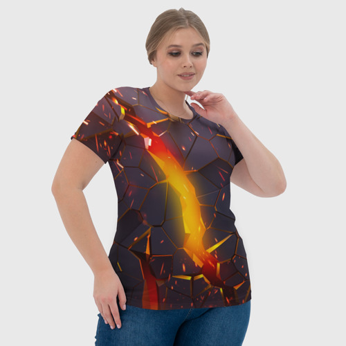 Женская футболка 3D с принтом ТРЕХМЕРНЫЕ ИСКРЫ | 3D ПЛИТЫ | 3D ИСКРЫ, фото #4