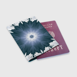 Обложка для паспорта матовая кожа Снежинка. Абстракция. Синий - фото 2